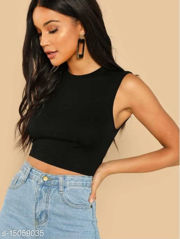 Basic Crop Tank Top - cotton blend, XL (Bust Size: 40 in, Length Size: 17 in) 