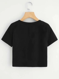 Letter Print Crop Top - cotton, M (Bust Size: 36 in, Length Size: 16 in) 