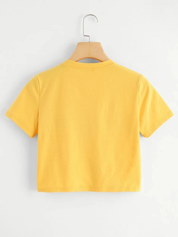 Yes Daddy Graphic Cropped Tee - cotton, L (Bust Size: 38 in, Length Size: 17 in) 