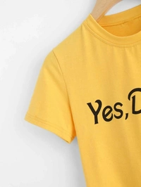 Yes Daddy Graphic Cropped Tee - cotton, L (Bust Size: 38 in, Length Size: 17 in) 
