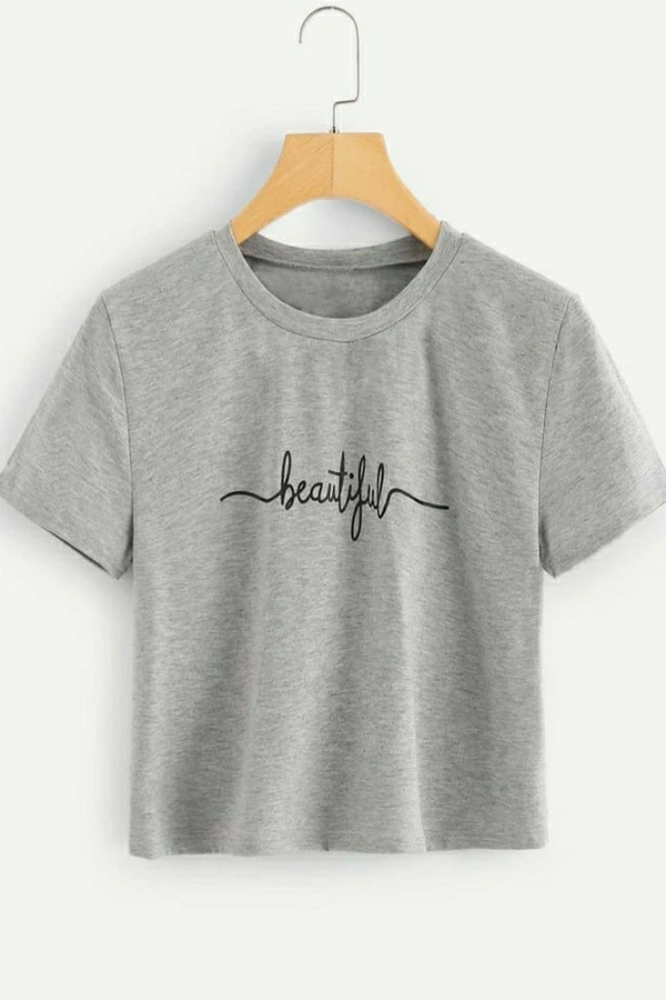 Letter Print Tee - cotton, L (Bust Size: 38 in, Length Size: 17 in) 