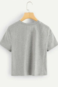 Letter Print Tee - cotton, M (Bust Size: 36 in, Length Size: 16 in) 