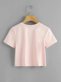 Letter Print Tee - cotton, S (Bust Size: 34 in, Length Size: 16 in) 