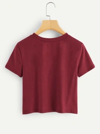 Letter Print Tee - cotton, L (Bust Size: 38 in, Length Size: 17 in) 