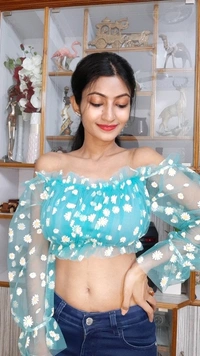 Off Shoulder Imported Net Top  - net, M (Bust Size: 34 in, Length Size: 13 in) 