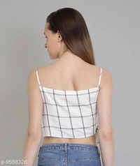Tie Knot Checkered Top - Viscose, M (Bust Size: 36 in) 