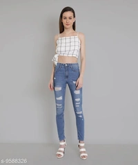 Tie Knot Checkered Top - Viscose, L (Bust Size: 38 in) 