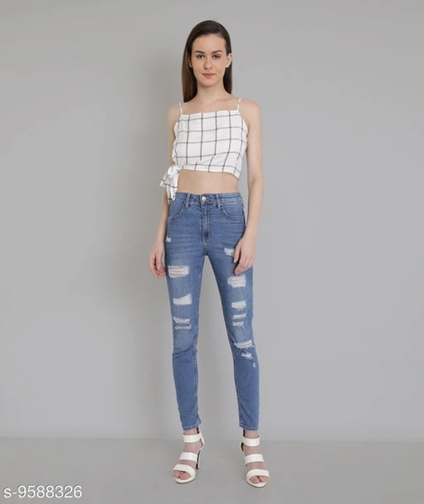 Tie Knot Checkered Top - Viscose, L (Bust Size: 38 in) 