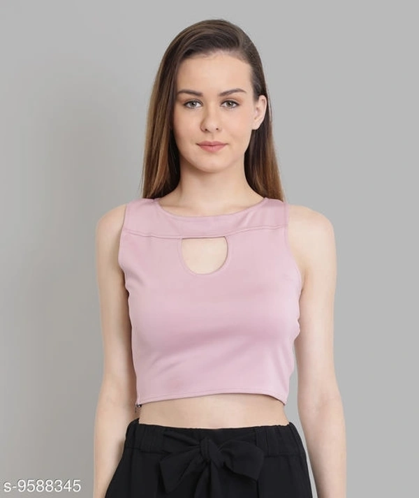 Ribbed Cut Out Fitted Crop Top - Viscose, S (Bust Size: 34 in) 