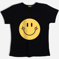 Smiley Print Graphic Tee - cotton blend, S