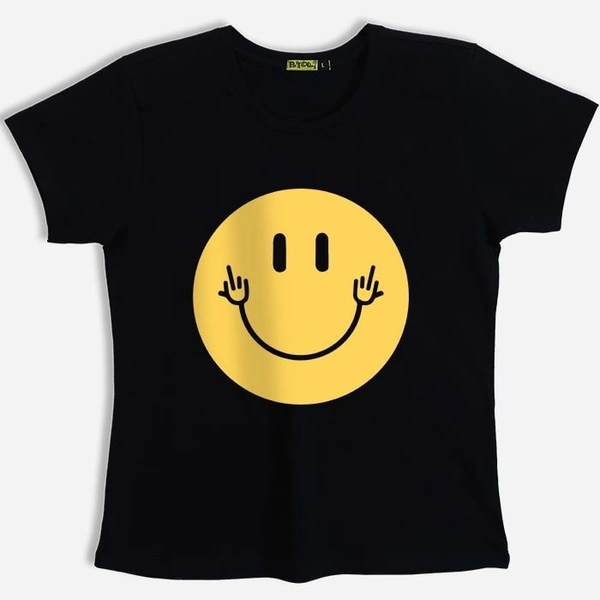 Smiley Print Graphic Tee - cotton blend, S