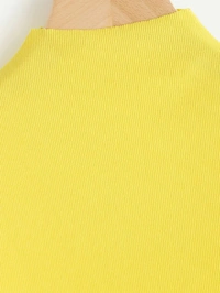 Ribbed High Neck Cropped Tee - cotton, M (Bust Size: 36 in) 