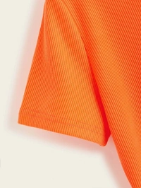 Ribbed High Neck Cropped Tee - cotton, XS (Bust Size: 32 in) 