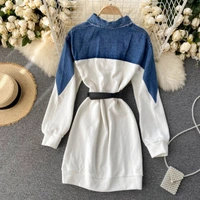 Denim Patchwork Dress - denim, Large (L) : 38 & 40 Bust, Length 36 