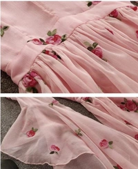 Flare Pink embroidered Dress - Georgette, M (Bust Size: 34 in, Length Size: 36 in) 