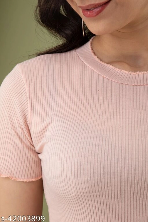 Ribbed Knit Tee - cotton linen, S (Bust Size: 34 in) 