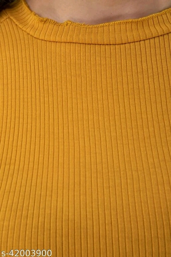 Ribbed Knit Tee - cotton linen, M (Bust Size: 36 in) 