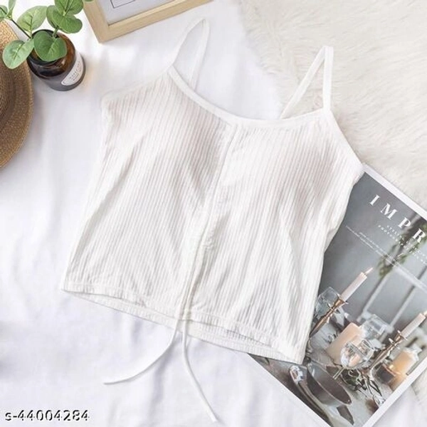 Drawstring Cami Top - cotton blend, Free Size (Bust Size: 34 in) 