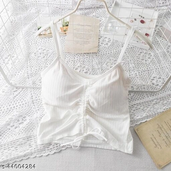 Drawstring Cami Top - cotton blend, Free Size (Bust Size: 34 in) 