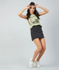 Olive Green Big Armhole Round Neck T-shirt - cotton, S (Bust Size: 36 in) 