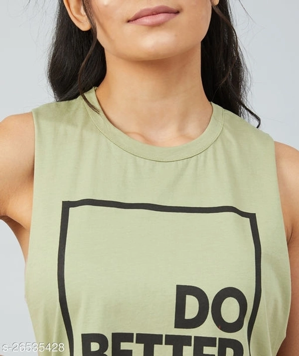 Olive Green Big Armhole Round Neck T-shirt - cotton, S (Bust Size: 36 in) 
