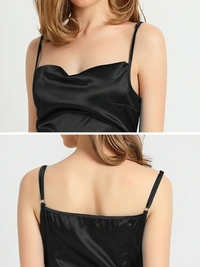 Slit Black Midi Dress - M, polyester