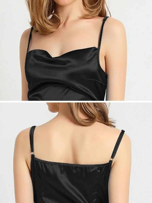 Slit Black Midi Dress - M, polyester