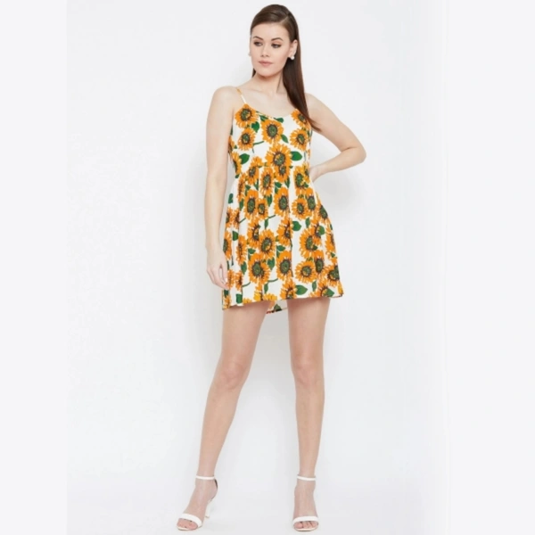 Sunflower Print Fit and Flare  Dress - M, Cotton