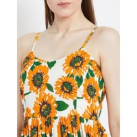 Sunflower Print Fit and Flare  Dress - XL, cotton