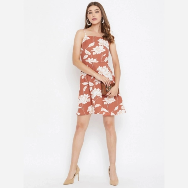 A-line Brown midi Dress - M, polyester