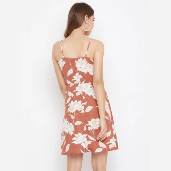 A-line Brown midi Dress - L, polyester
