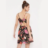 Floral Fit and Flare  Dress - S, polyester