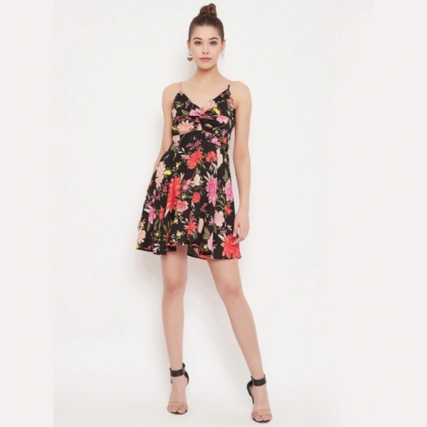Floral Fit and Flare  Dress - S, polyester