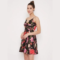 Floral Fit and Flare  Dress - XL, polyester