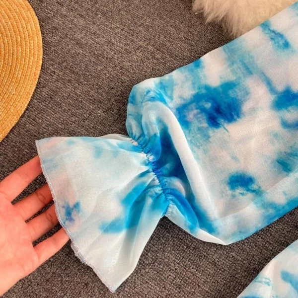 Tie Dye Chiffon  Dress - S, Georgette