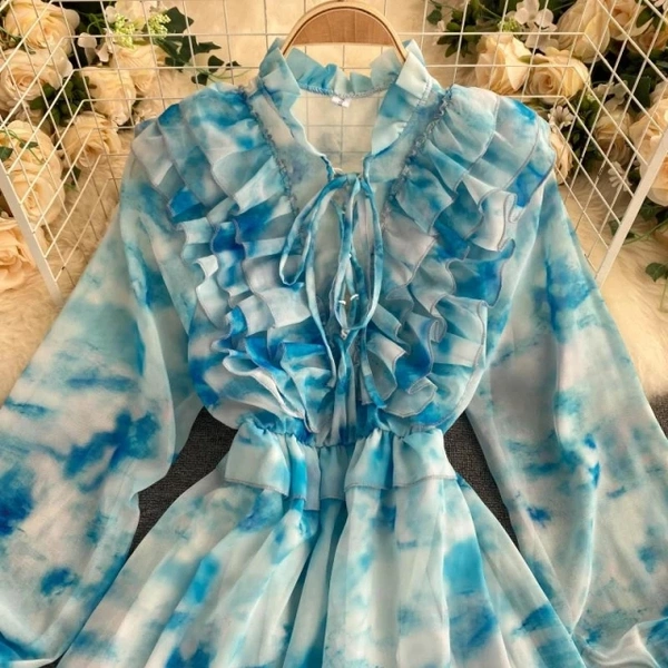 Tie Dye Chiffon  Dress - M, Georgette