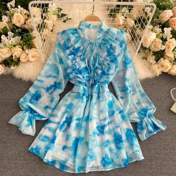 Tie Dye Chiffon  Dress - M, Georgette