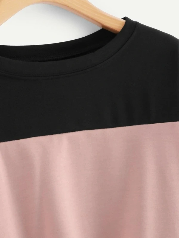Drawstring Hem Color Block Sweatshirt - M (Bust Size: 34 in, Length Size: 25 in) , cotton