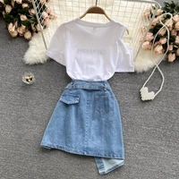 Chang Long Tee And Denim Wrap Up Short Dress - Free Size (Waist Size: 28 in, Length Size: 19 in) , denim