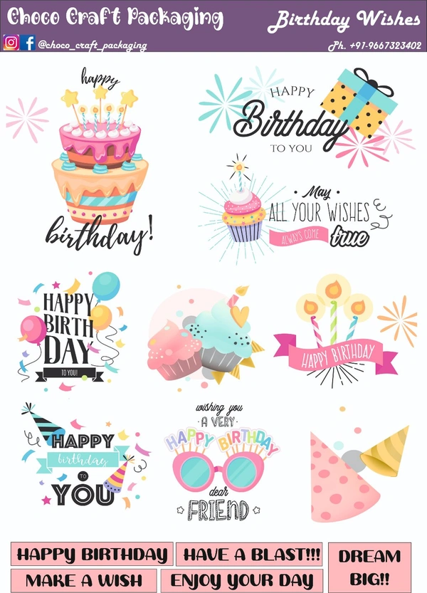 Birthday Wishes Tag Sheet - A4, 300gsm
