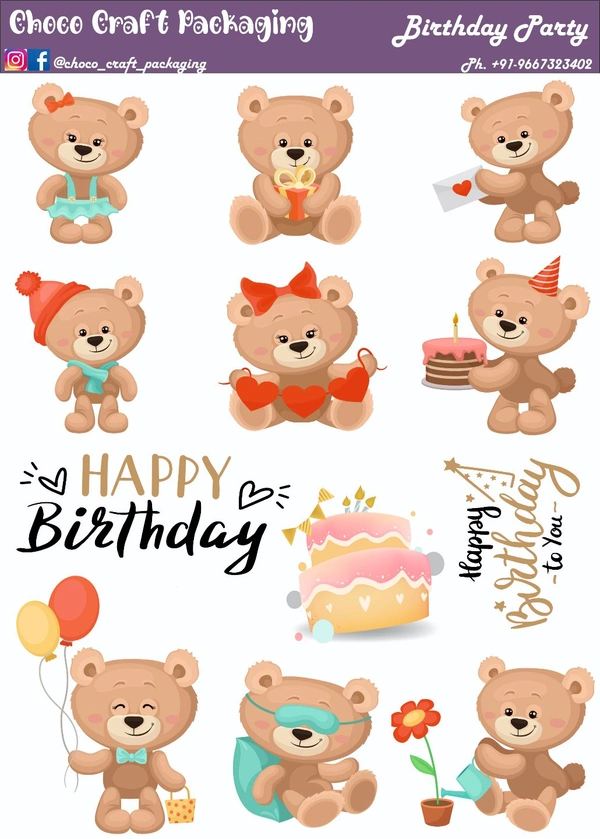 Birthday Party Tag Sheet - A4, 300 gsm
