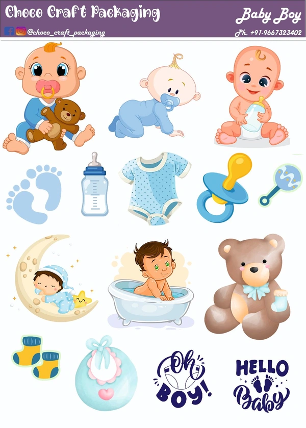 Baby Boy Tag Sheet - A4, 300gsm