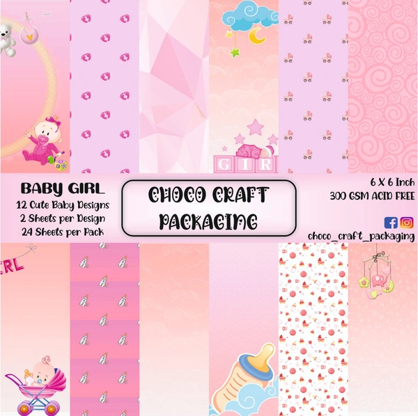 Baby Girl Paper Pack - 6 by 6 inch