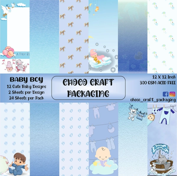Baby Boy Paper Pack - 12 by 12 inch
