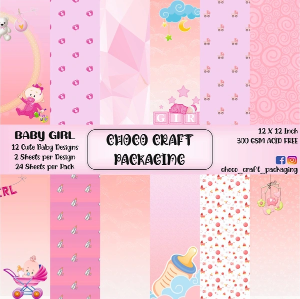 Baby Girl Paper Pack - 12 by 12 inch