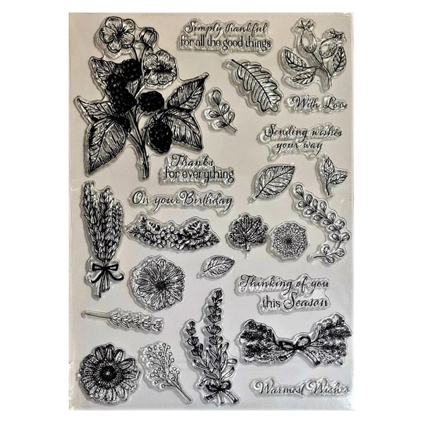 Vintage Flower Clear Stamp - 6" x 8"