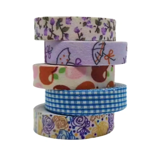 Washi Tape - Pack Of 5 - Design 1 - 1.5 cm x 5 mtr