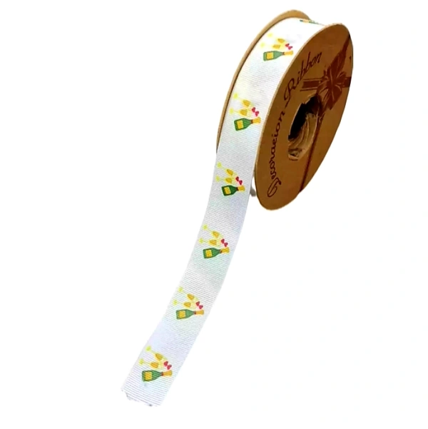Printed Ribbon - Champagne Bottle - 1 inch x 10 mtr