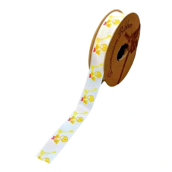 Printed Ribbon - Lock & Key With Heart - 1 inch x 10 mtr