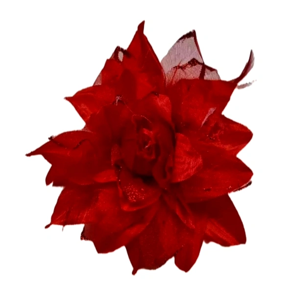 Red Big Glitter Flower - Pack Of 4